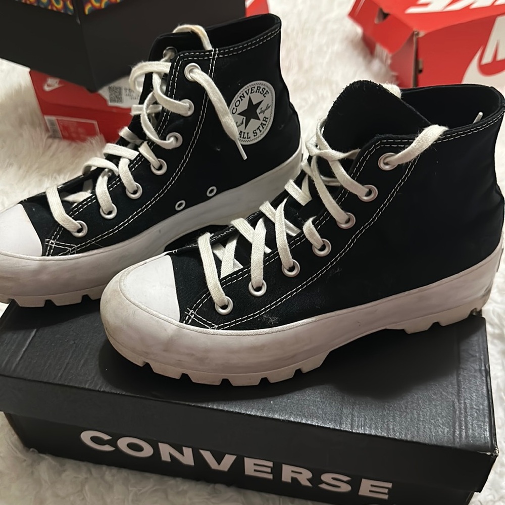 Black Converse platforms